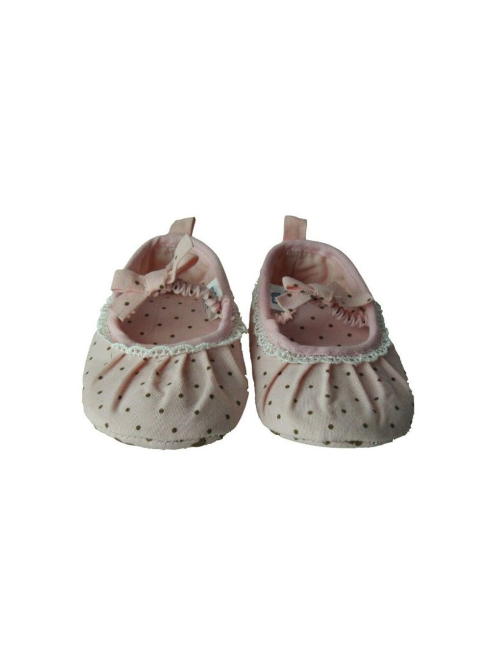 Baby Girl Pink Polka Dot Mary Jane Shoes Newborn Crib Soft Sole Lace Trim